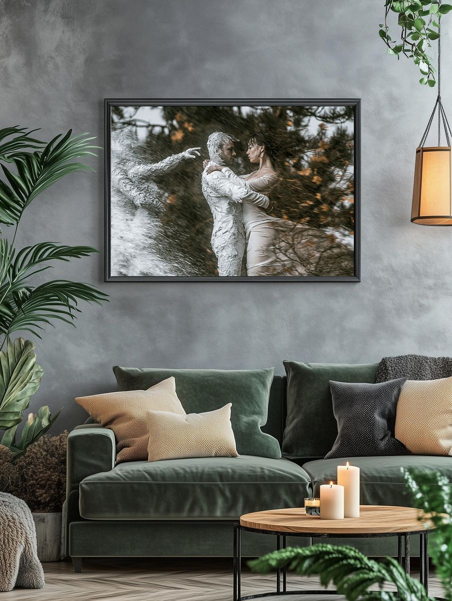 Textured Lovers Surrealism Print. — room view 4