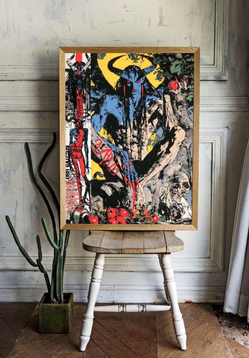 Horned Demon Graffiti Poster. — room view 1