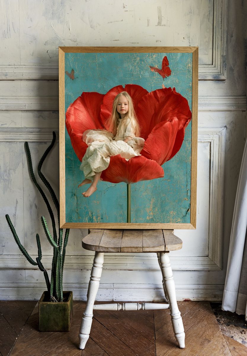 Girl in Red Poppy Fine-Art Print. — room view 1