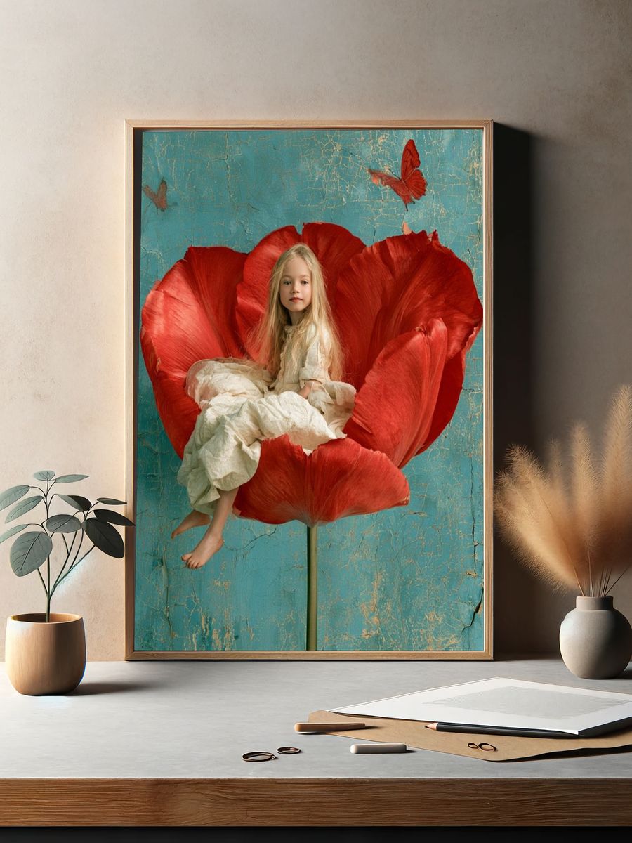 Girl in Red Poppy Fine-Art Print. — room view 2