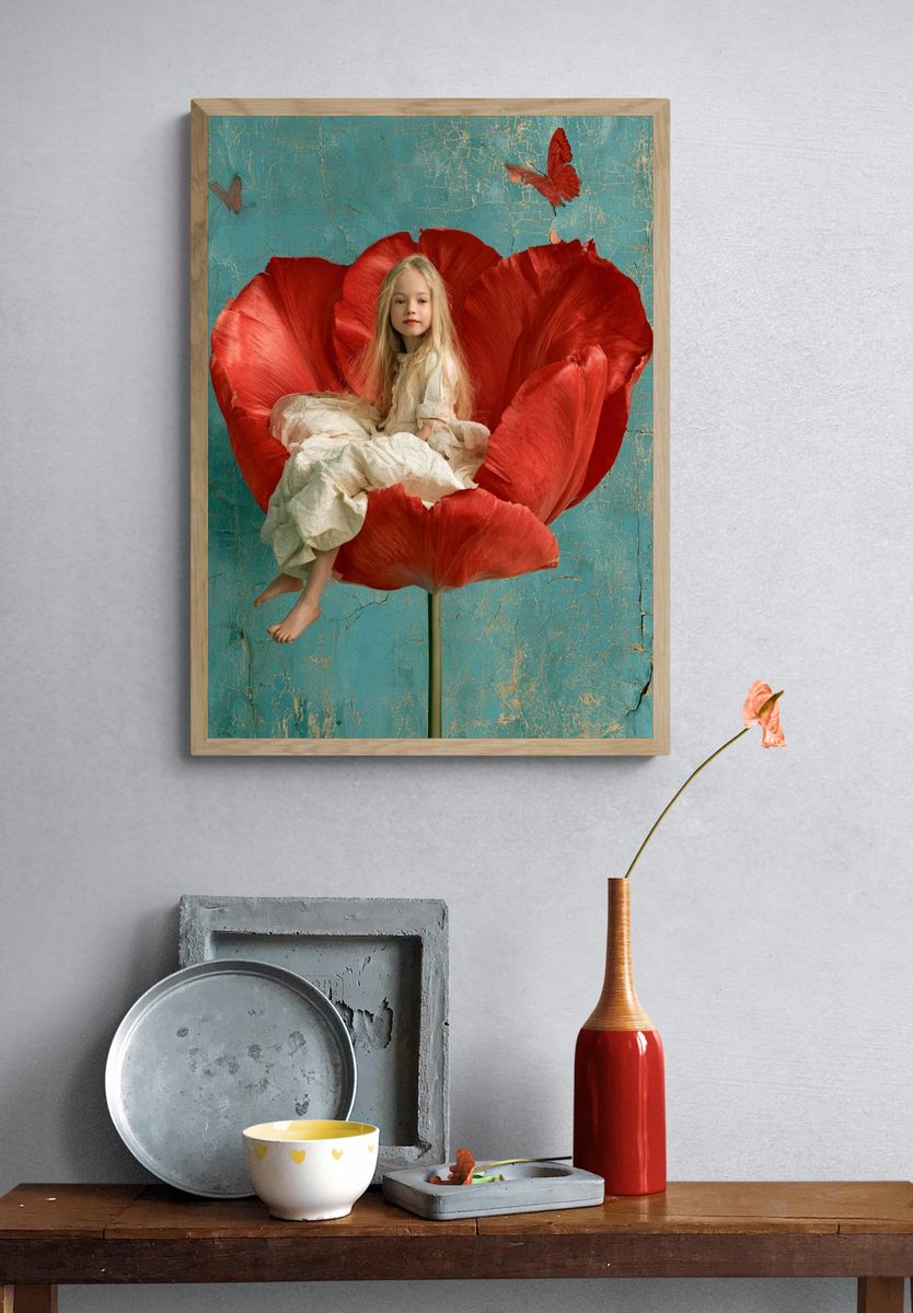 Girl in Red Poppy Fine-Art Print. — room view 3