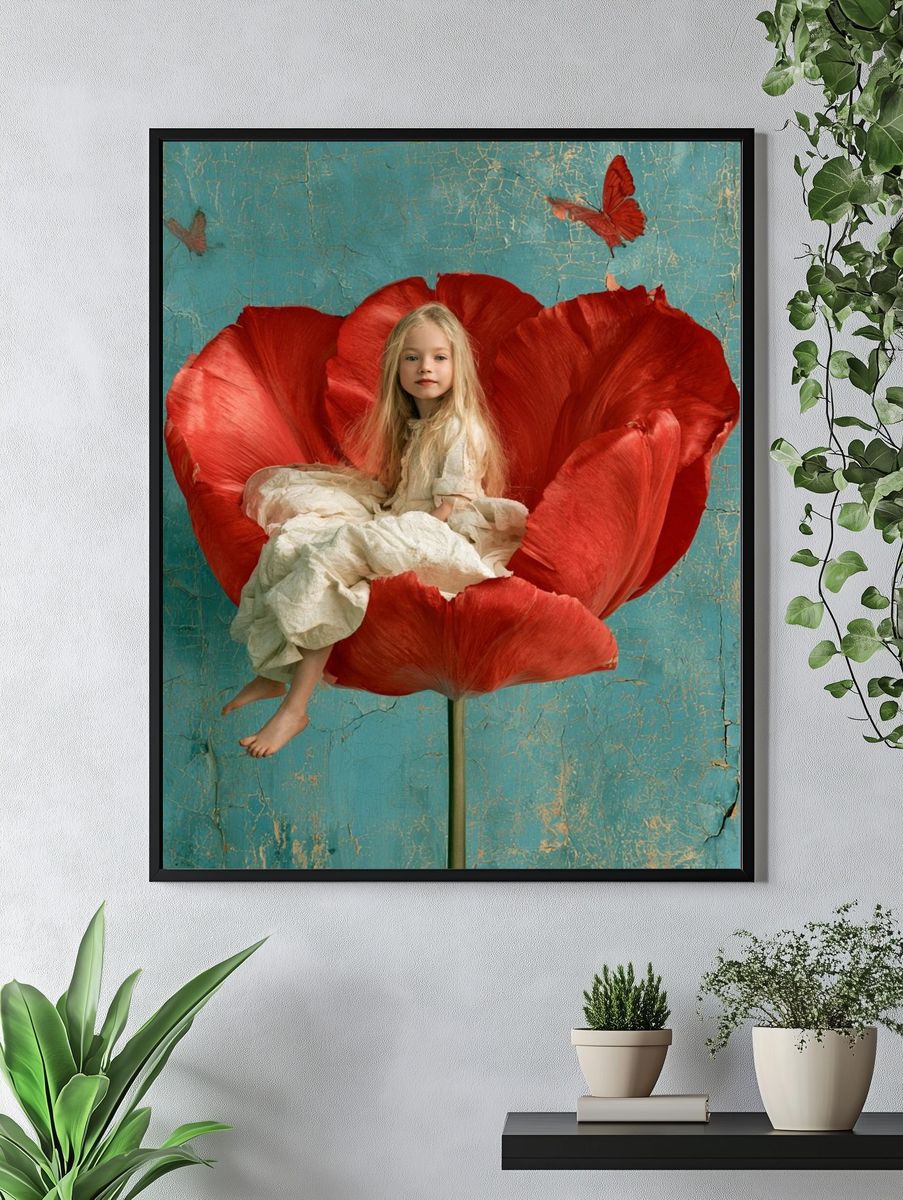 Girl in Red Poppy Fine-Art Print. — room view 4