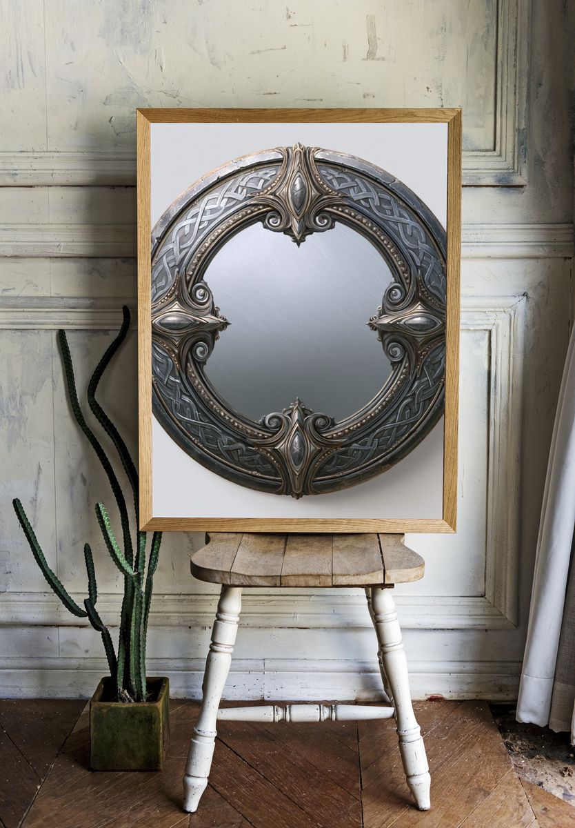 Ornate Celtic Mirror Print. — room view 1