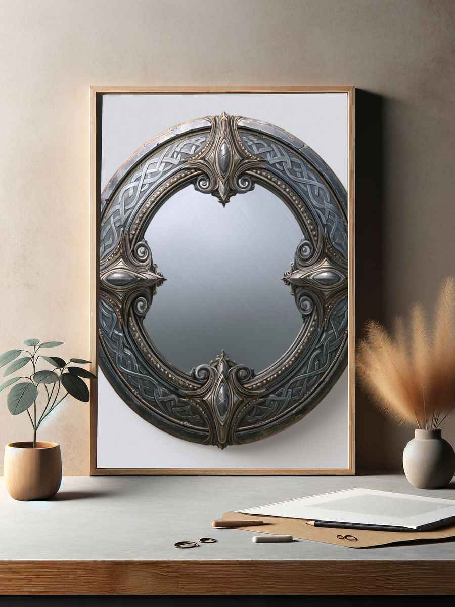 Ornate Celtic Mirror Print. — room view 2