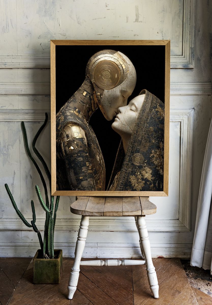 Golden Cyber Lovers Fine-Art Poster room preview
