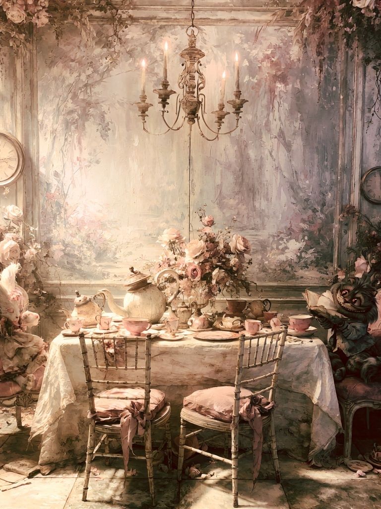 Whimsical Tea Party Interior Print. poster — fine-art art