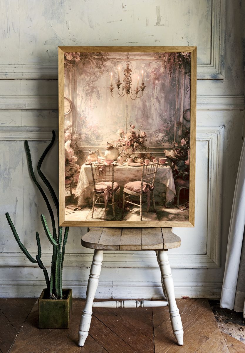 Whimsical Tea Party Interior Print. room preview