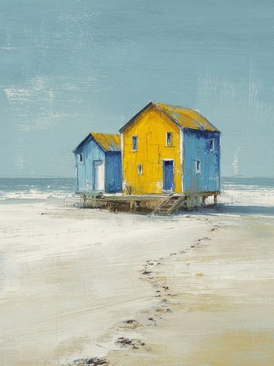 Seaside Houses Contemporary Print. poster