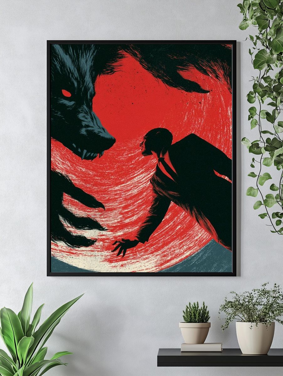 Wolf Attack Surrealism Print. — room view 4