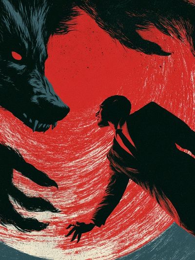 Wolf Attack Surrealism Print.