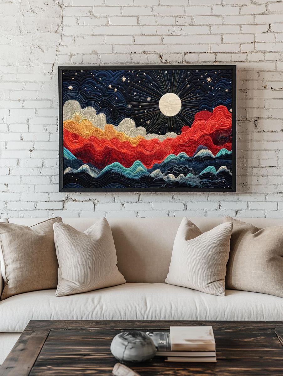 Celestial Quilted Landscape Poster. room preview