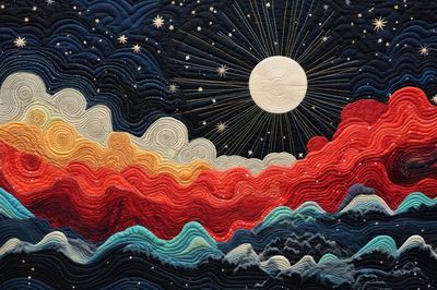 Celestial Quilted Landscape Poster. poster print