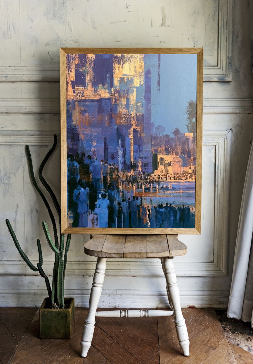 Palm City Sunset Contemporary Print. room preview