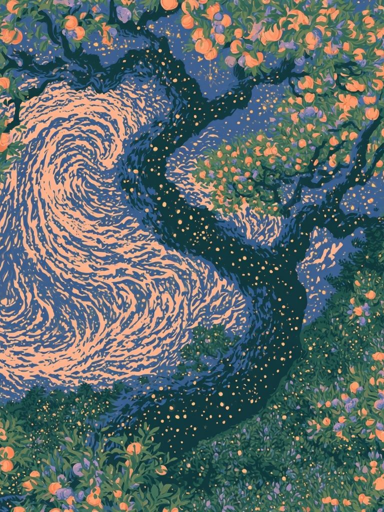 Blossoming River Abstract Print. poster — fine-art art