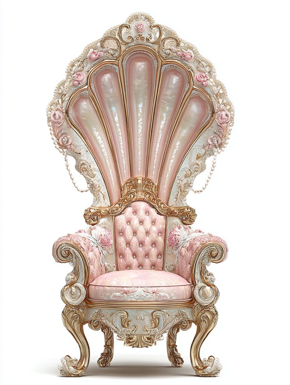 Pink Rococo Shell Throne Print. poster — fine-art art