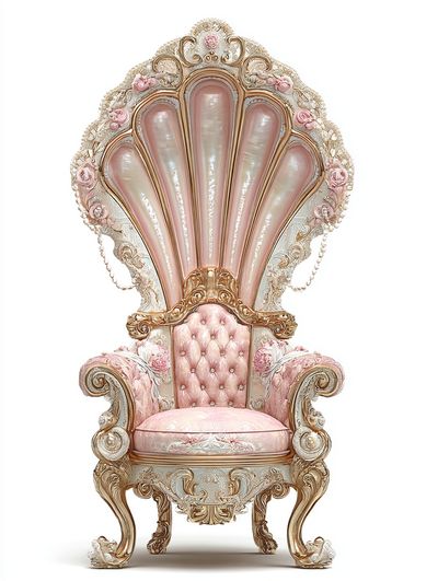 Pink Rococo Shell Throne Print.