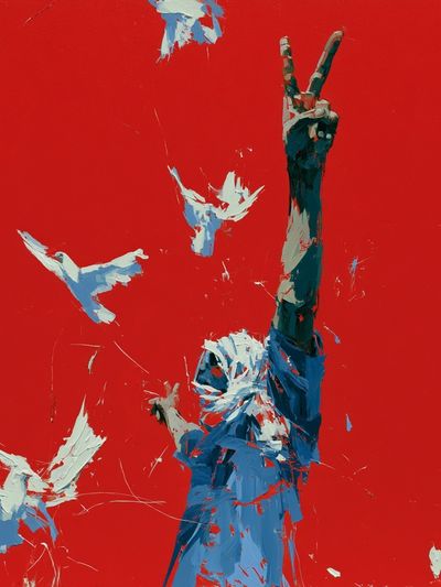 Red Freedom Birds Illustration Poster. poster