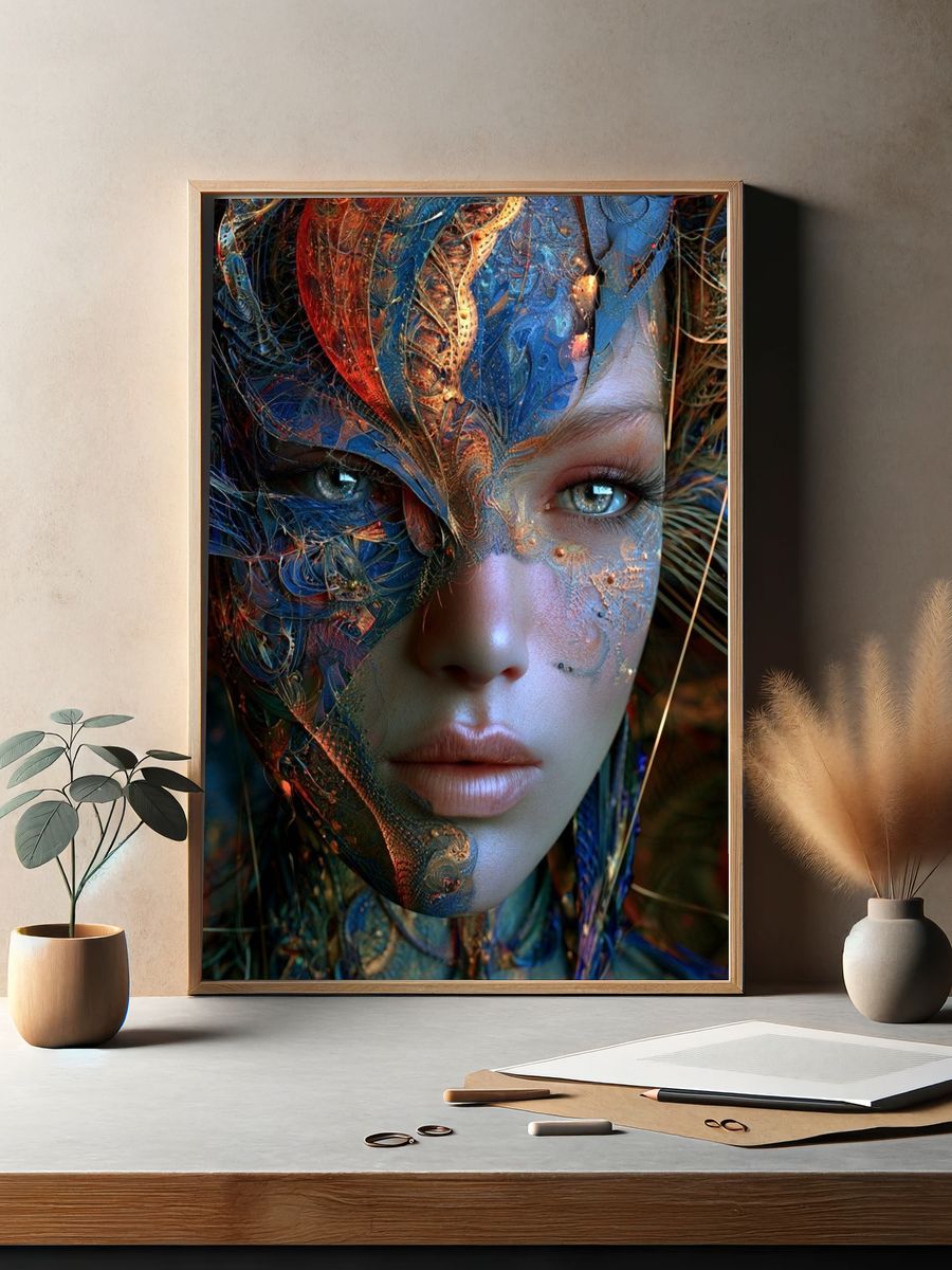 Surreal Masked Portrait Print. — room view 2