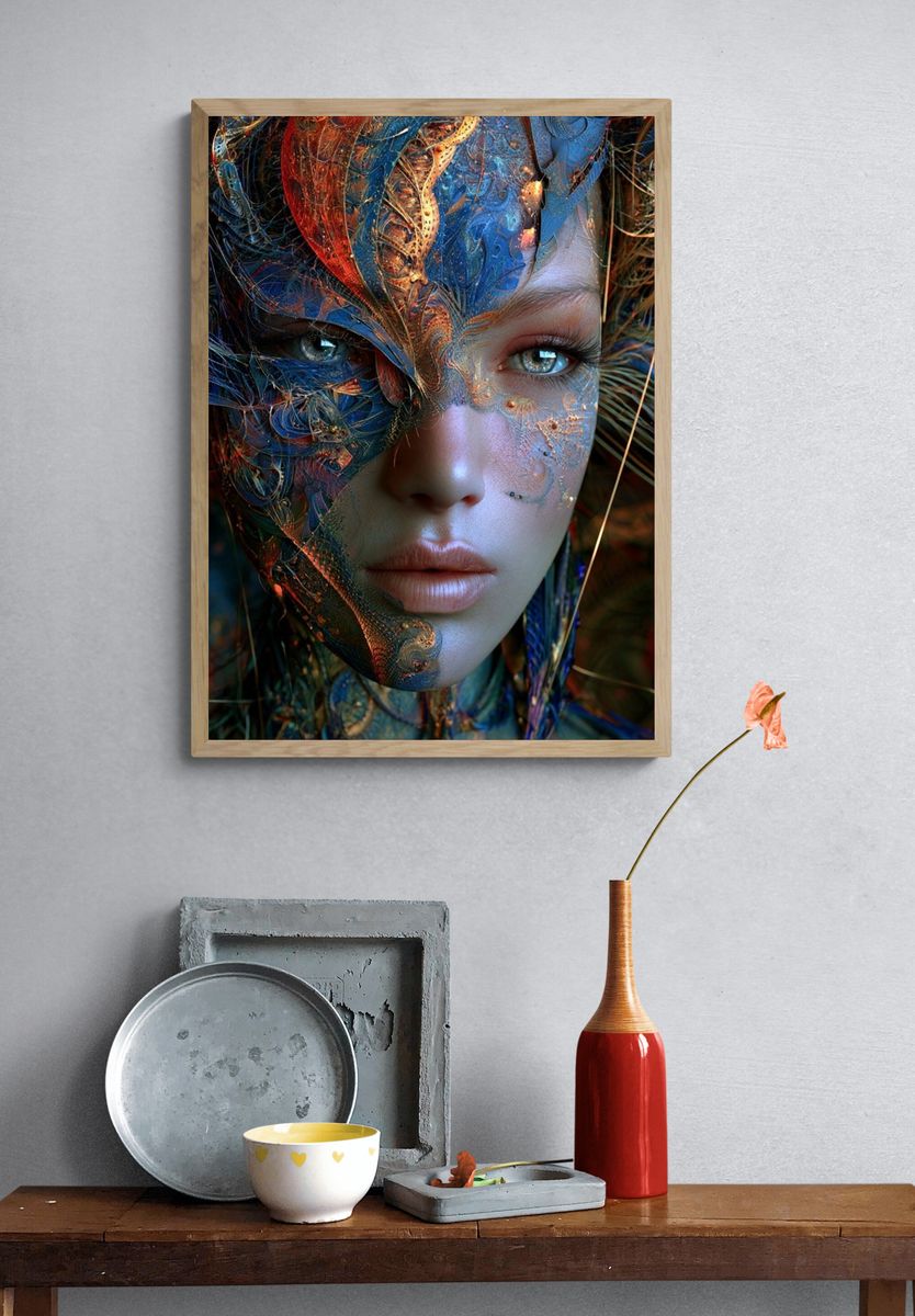 Surreal Masked Portrait Print. — room view 3
