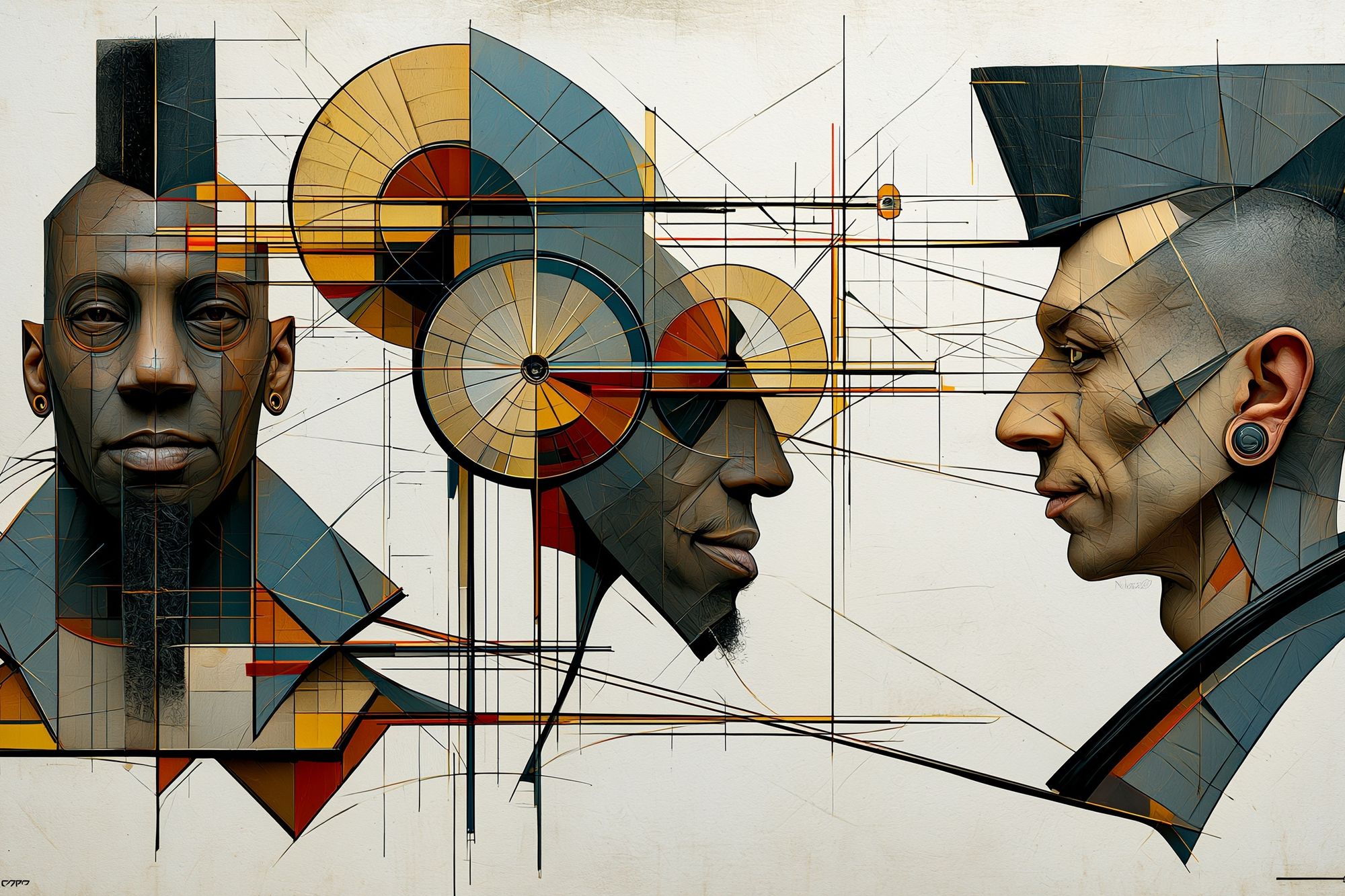Geometric Portrait Trio Print. poster — fine-art art