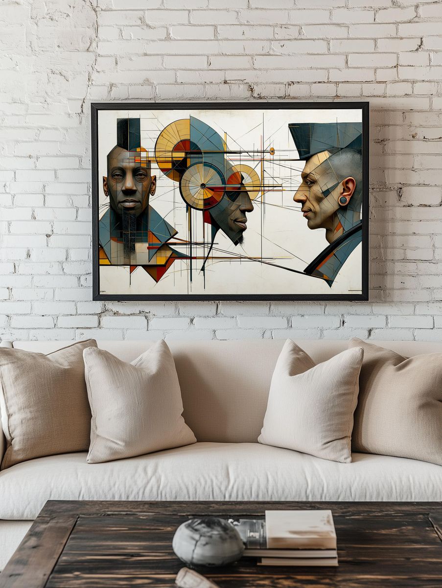 Geometric Portrait Trio Print. — room view 1