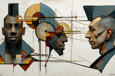 Geometric Portrait Trio Print. poster print