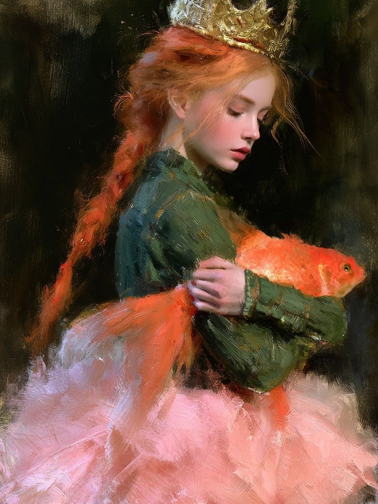 Girl with Goldfish Fine-Art Poster. poster — fine-art art