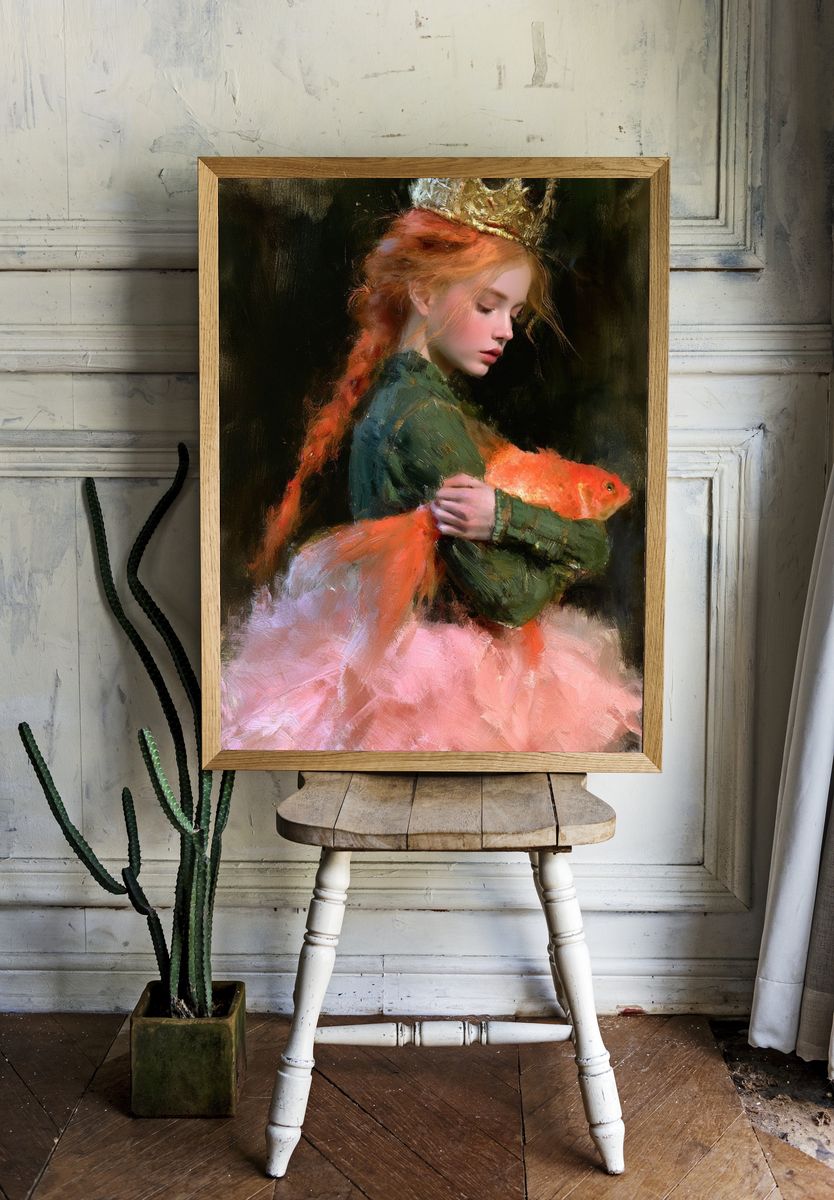 Girl with Goldfish Fine-Art Poster. — room view 1