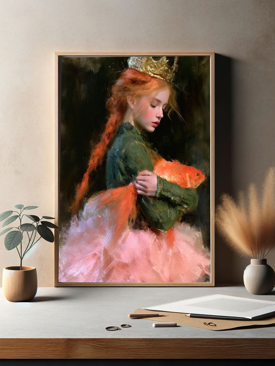 Girl with Goldfish Fine-Art Poster. — room view 2