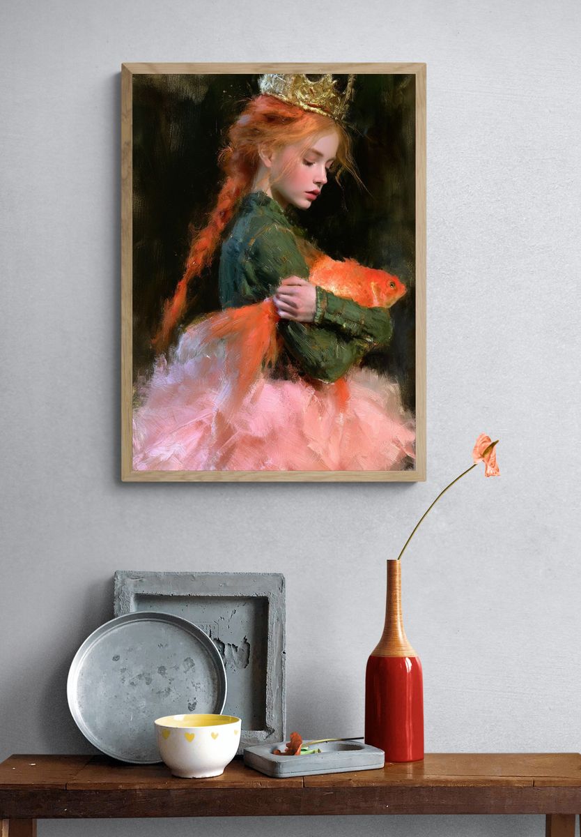 Girl with Goldfish Fine-Art Poster. — room view 3