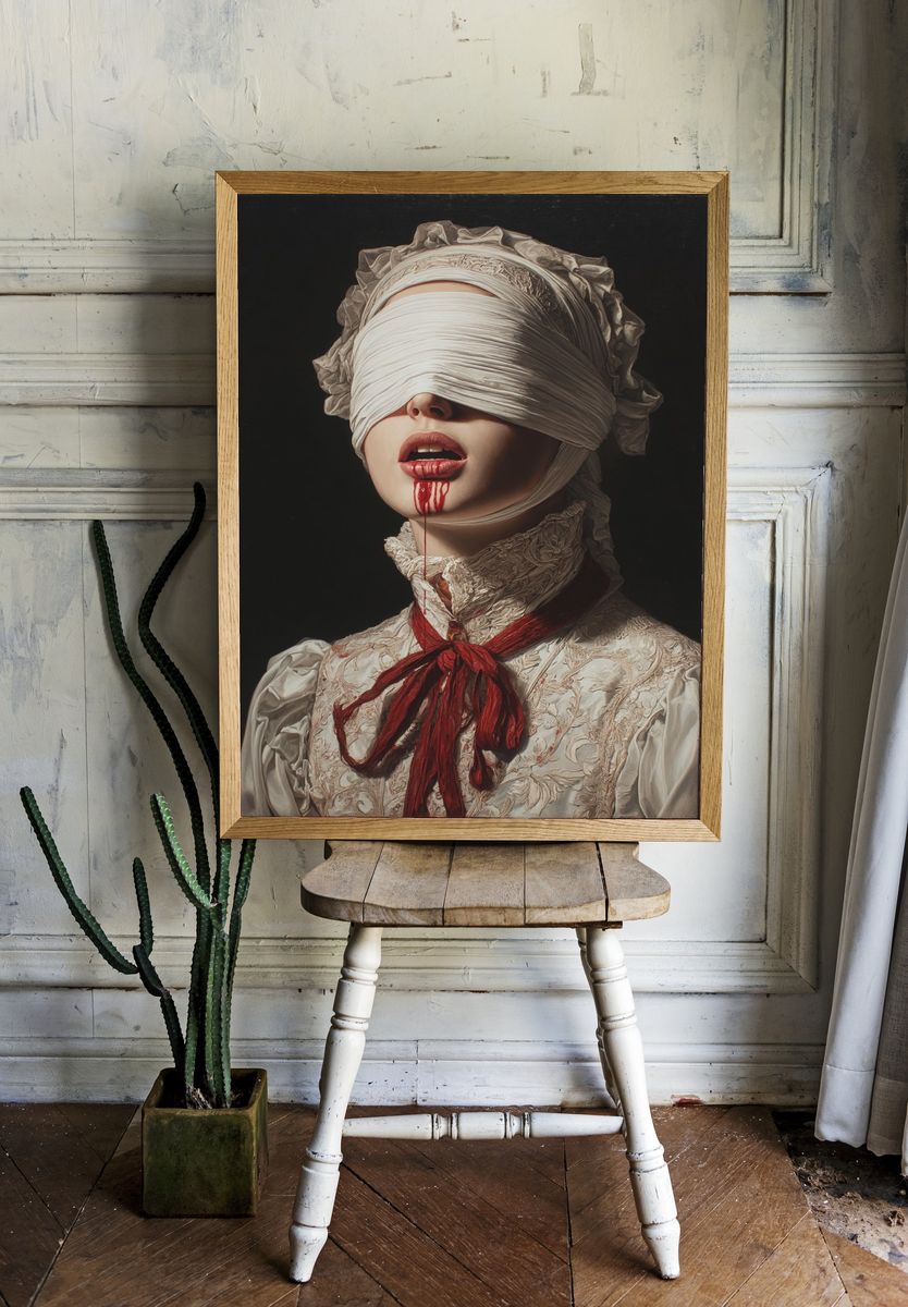 Blindfolded Portrait Fine-Art Poster. — room view 1