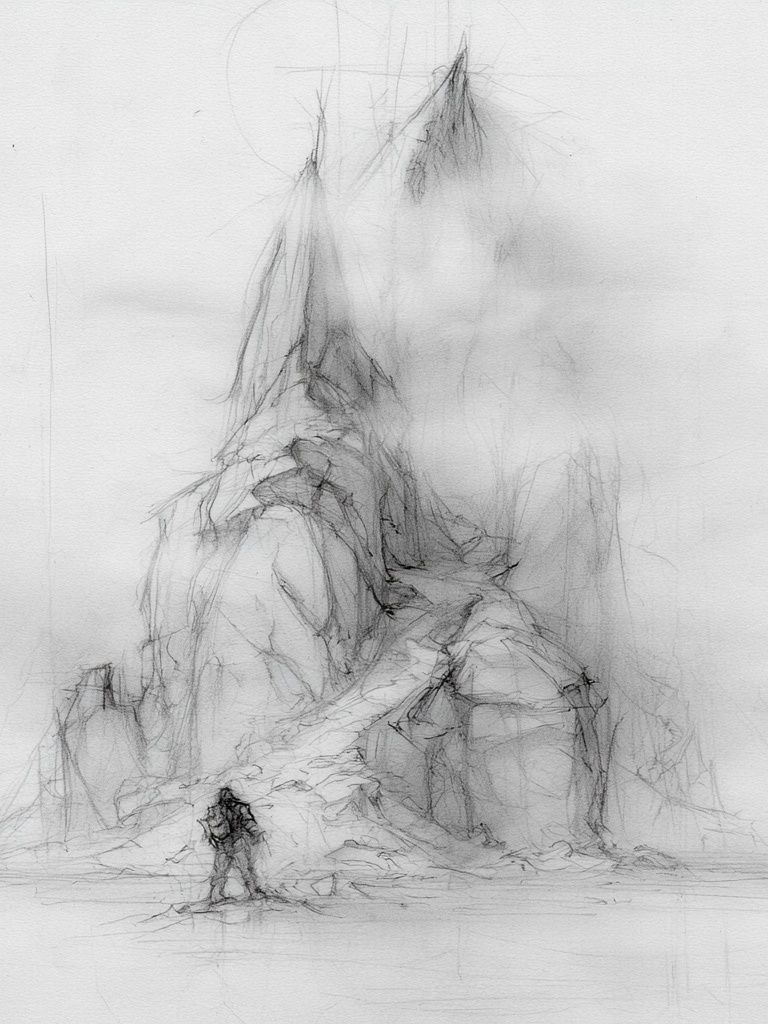Misty Mountain Sketch Print. poster — fine-art art