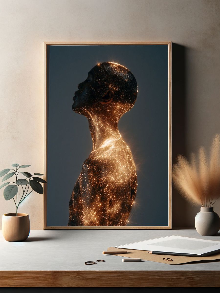 Cosmic Human Silhouette Print. — room view 2