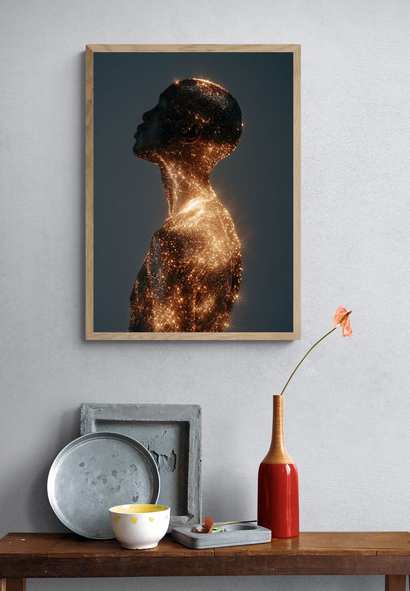 Cosmic Human Silhouette Print. — room view 3