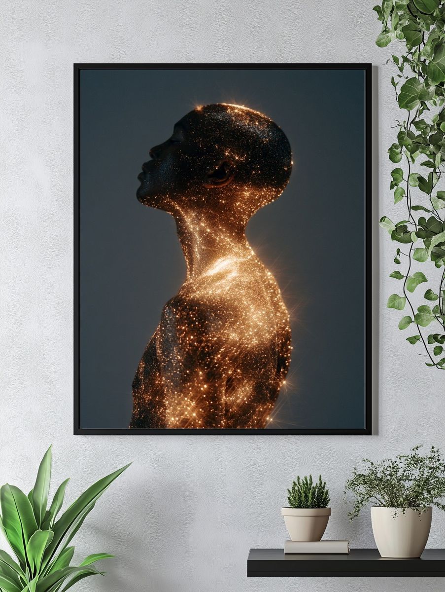 Cosmic Human Silhouette Print. — room view 4