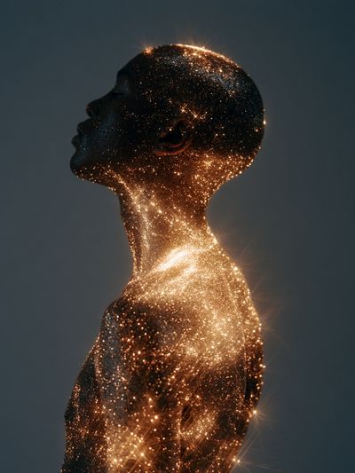 Cosmic Human Silhouette Print. poster