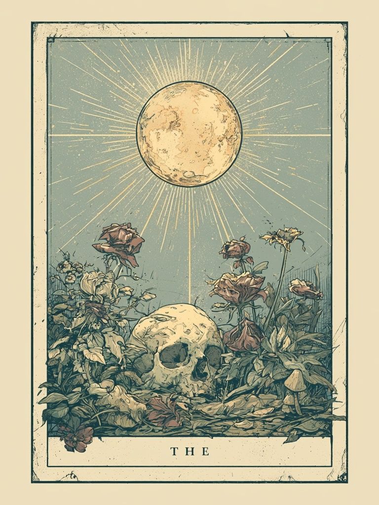 Moonlit Skull Botanical Poster. poster detail