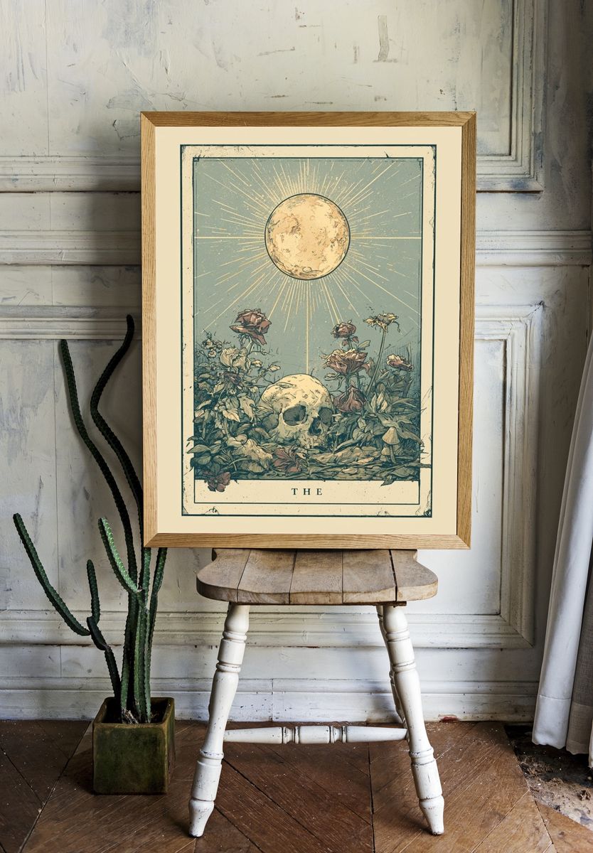 Moonlit Skull Botanical Poster. — room view 1