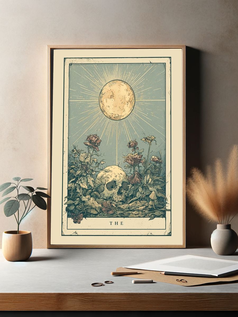 Moonlit Skull Botanical Poster. — room view 2