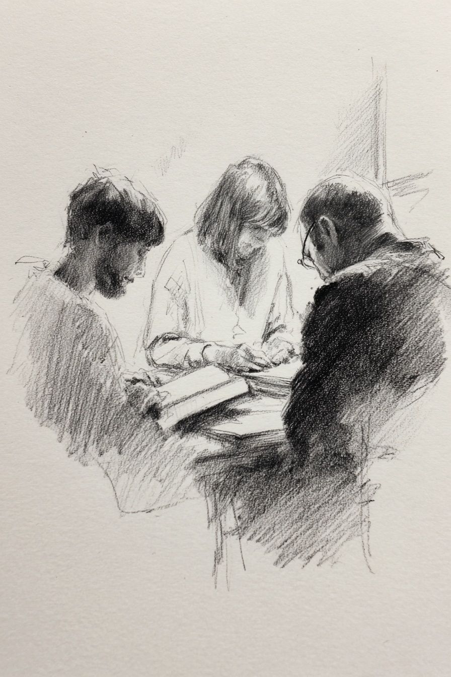 Charcoal Study of Three Figures Poster. poster — fine-art art