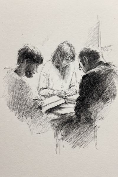 Charcoal Study of Three Figures Poster. poster print