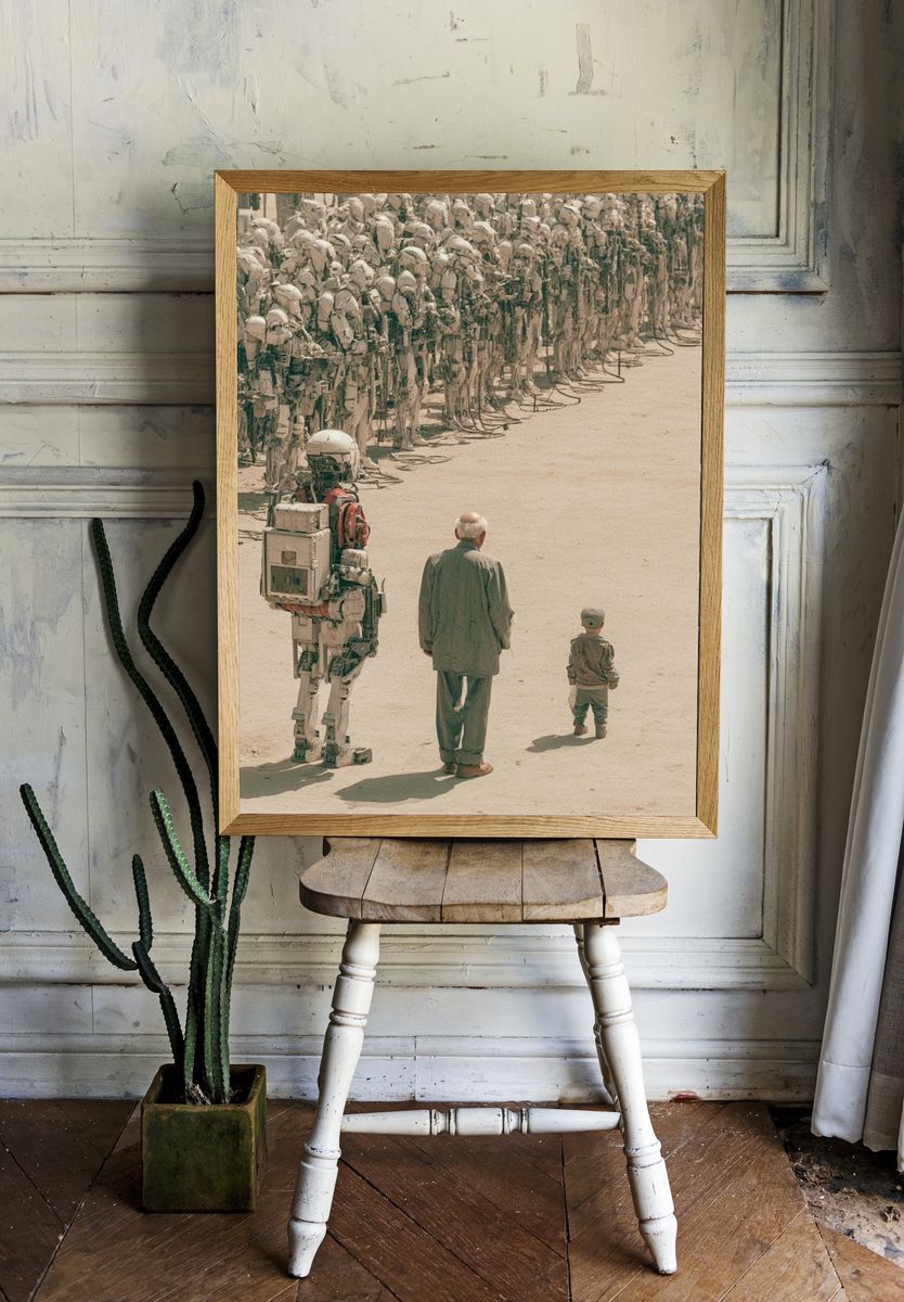 Human and Robots Surrealism Print. room preview