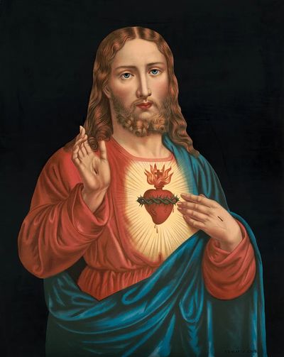 Heart Jesus, aesthetic chromolithograph. Original.