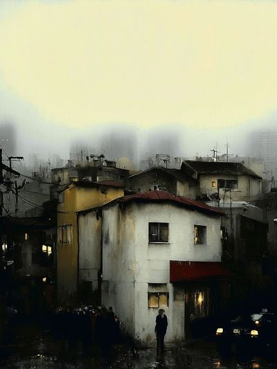 Foggy Urban Alley Fine-Art Print. poster