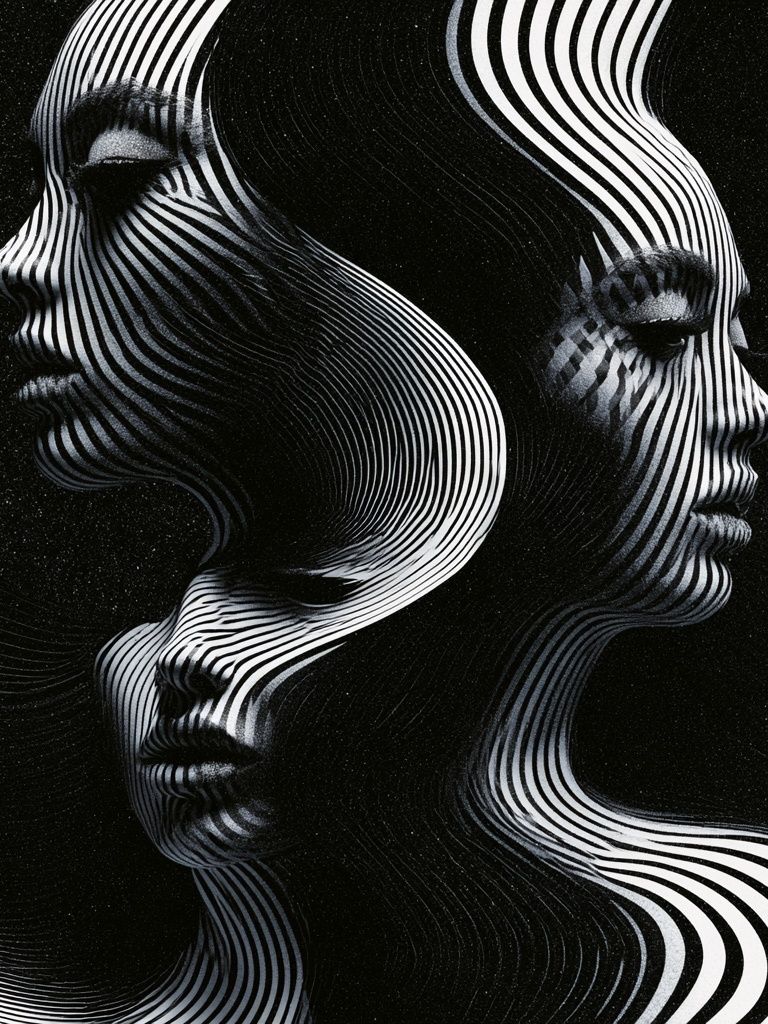 Optical Faces Abstract Print. poster — fine-art art