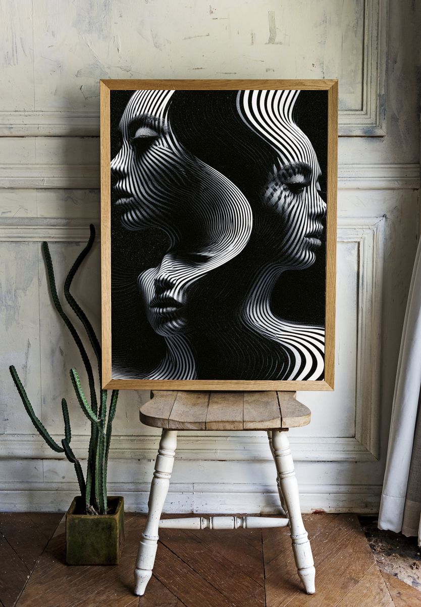 Optical Faces Abstract Print. — room view 1
