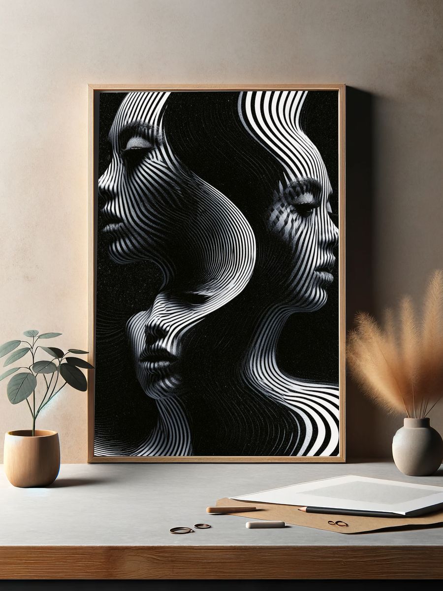 Optical Faces Abstract Print. — room view 2