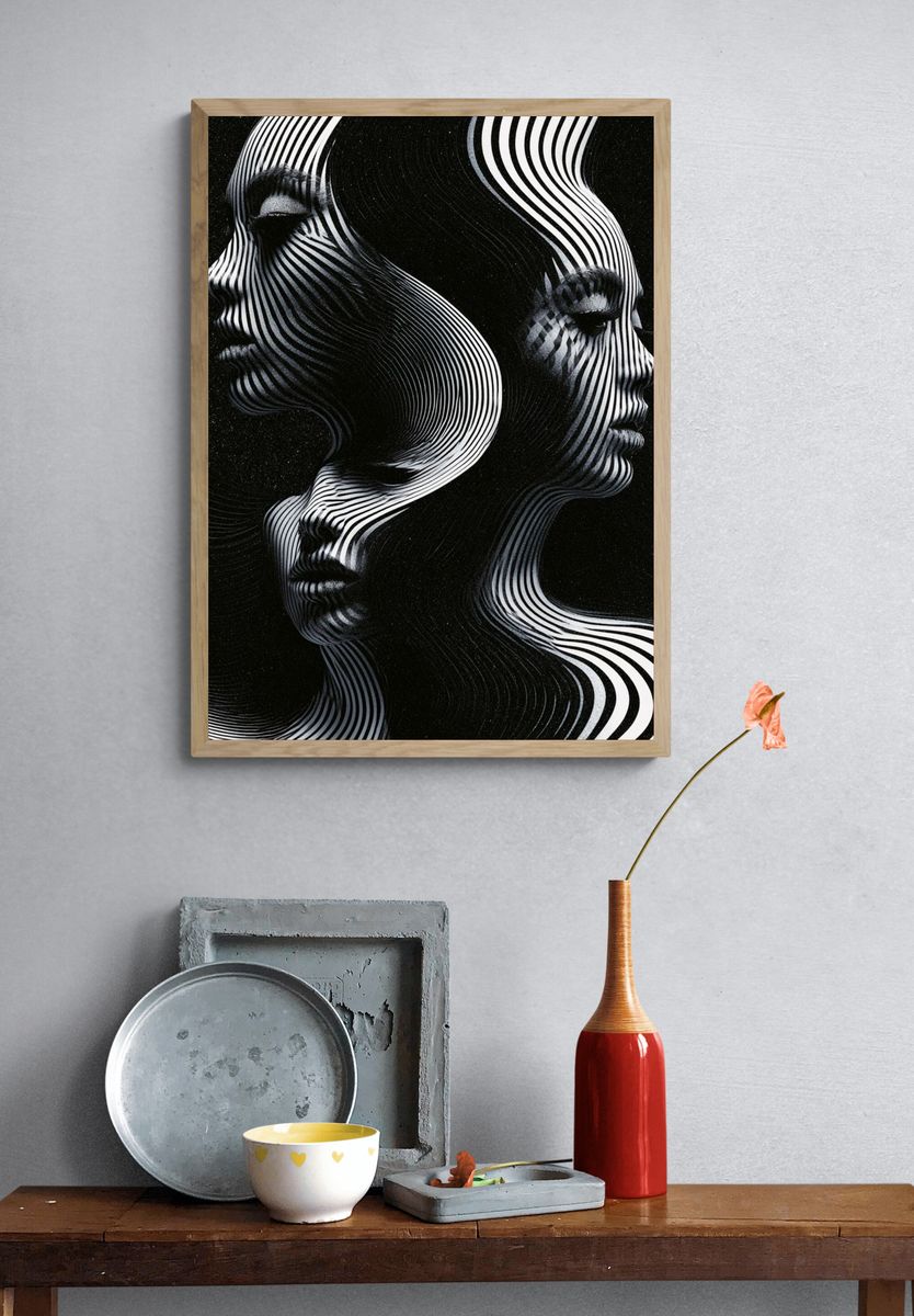 Optical Faces Abstract Print. — room view 3