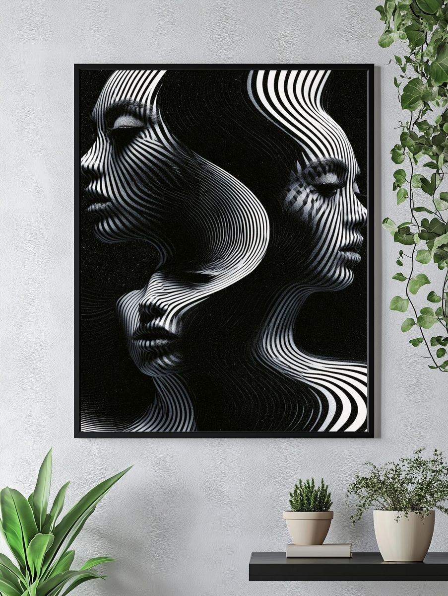 Optical Faces Abstract Print. — room view 4