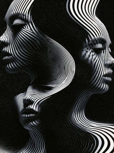 Optical Faces Abstract Print. poster